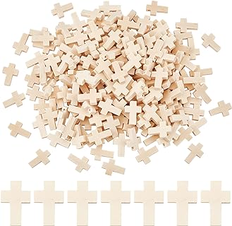 SUNNYCLUE 200Pcs Wood Cross Charm Natural Wooden Small Cross Charms with Hole for Easter Holidays Necklace Jewelry Making DIY Craft Thanksgiving Gift Handmade Accessories 0.87 Inch, Cornsilk