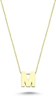 100% 14k Pure Gold Necklace - Dainty Charm Personalized Initial Necklaces for Women, Girls, Mom, Grandma | Custom Pendant Jewelry for Birthday, Mothers Day Gifts | Cadenas Oro Mujer 18''