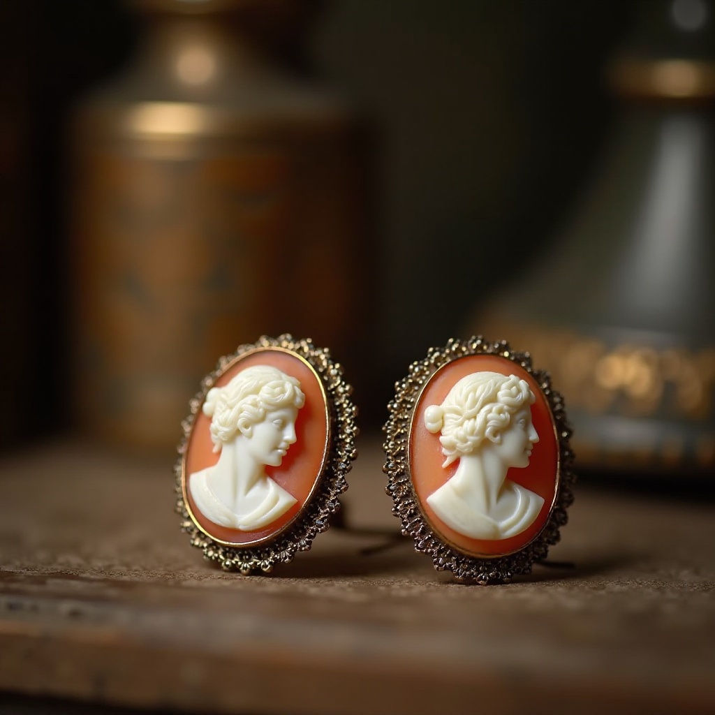 boucles d'oreilles camée antique