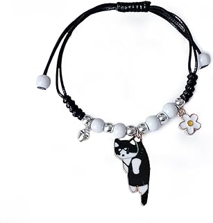 Adjustable Clasp Cute Cat Bead Bracelet with Braided Chain, No Gemstone, Perfect for Women and Girls, Fun Kawaii Design - Zinc Metal Strand Bracelet