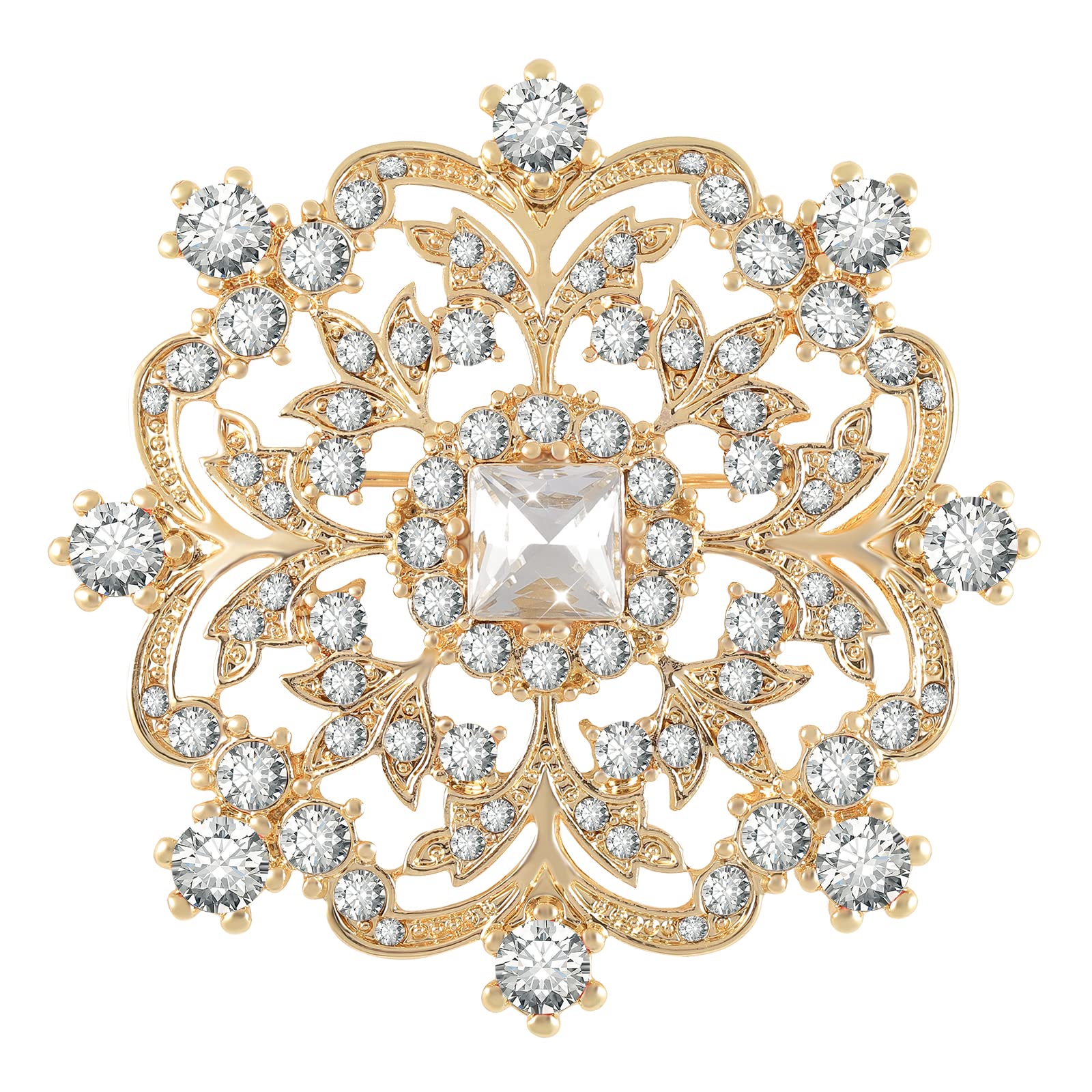 Gold Snowflake Brooch Rhinestone Brooch Broach Large Flower Brooch Pins for Women Designer Jewelry Large Brooches for Women Wedding Women's Brooches & Pins Mother's Day Valentine's Day