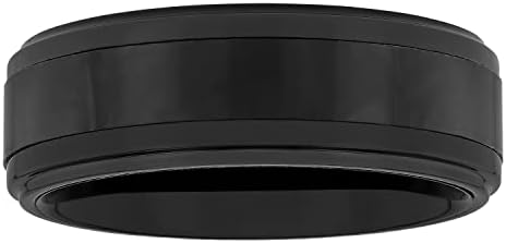 Tantalum Carbide 8mm Matte Black Satin Finish with Forged Carbon Fiber Center and Step Edge Men’s Wedding Band Ring