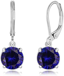 CiNily White Gold Plated Leverback Dangle Earrings with Created Crystal Drop Design for Women and Girls