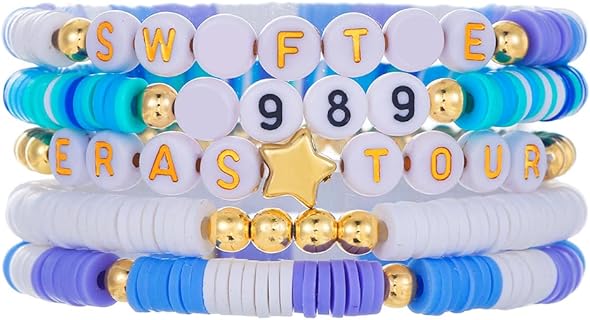 Taylor Heishi Surfer Bracelets - Thin Clay Beaded Stretch Bracelets with Zinc & Nylon Alloy - Bohemian Inspired Anti-Hero Design for Women & Girls