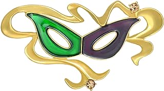 Mardi Gras Mask Brooch Pin for Women with Alloy Material - Mardi Gras Crystal Rhinestone Pin - Durable Alloy Mardi Gras Lapel Pin - Iconic Mardi Gras Colors Enamel Brooch Pin