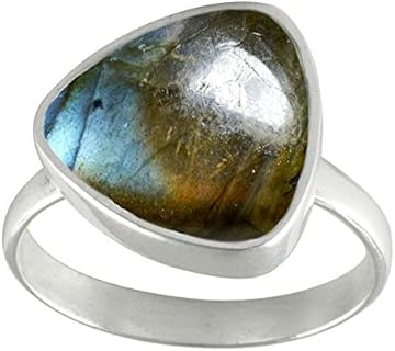 Classic Clasp Sterling Silver Ring with Cabochon Amethyst - Trillion Design for Birthstone Jewel Lovers