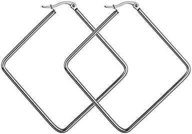 Surgical Stainless Steel Square Star Hoop Earrings for Women and Girls, Lightweight Design, Classic Clasp Type