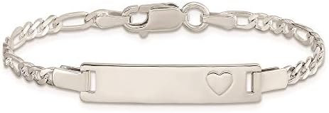 925 Sterling Silver Baby ID Heart Love Chain Charm Bracelet