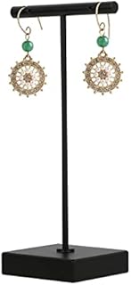 Stylish GemeShou Black T-Stand Earring Holder, Modern Metal Jewelry Display for Women, Portable Organizer for Home or Store, 5.1" Height, Ideal Mother's Day/Wedding Gift, Square Design