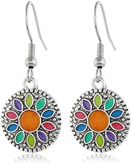 Bohemian Vintage Disc Earrings Color Rhinestone National Style Dangle Drop Earrings for Women Girls Jewelry Gifts