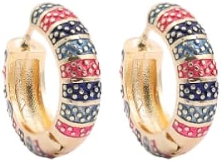 Vintage Enamel Flower Small Hoop Earrings, Retro Japanese Style Flowers Ear Clip-on for Women Girls Delicate Jewelry Mother's Day Gift