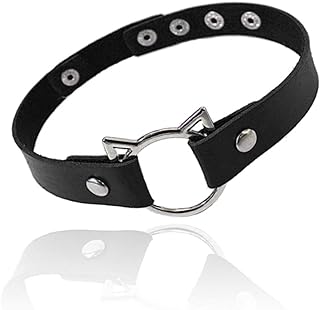 Adjustable Leather Choker Collar Soft PU Cat Punk Choker Necklace for Women Girls