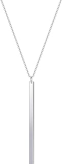 Vertical Bar Pendant Necklace Earrings - Simple Long lariat Chain Minimalist Dangle Earrings for Women 2.4" Pendant 35" Chain 2'' Drop
