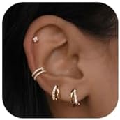 BERISO Hypoallergenic Hoop Earring Jackets Set for Women, 14K Gold and Silver Plated Brass, Variety Design, Perfect Gift for Her, USA Made