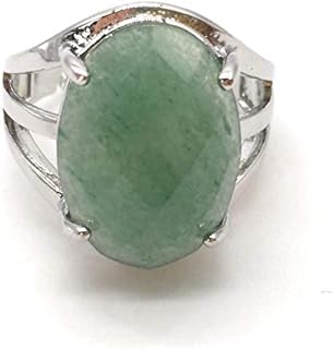 Adjustable Aventurine Gemstone Ring in Faceted Oval and Round Shape for Women - Durable Copper Setting, Ideal Engagement Gift