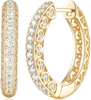 14K Gold Hoop Earrings Gold Earrings for Women’s Hoop Earrings Small Thick Gold Hoop Earrings Exquisite Diamond Hoop Earrings 17mm,25mm (yellow heart)