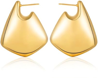 Stylish Push-Back Chunky Hoop Earrings - Apsvo 25/35mm Gold-Finished Brass, Lightweight Teardrop Design - Ideal for Women's Daily and Special Occasions