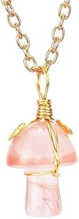 Dcfywl731 Crystals Mushroom Necklace Mushroom Pendant Necklace Natural Stone Crystal Pendant Necklace for Women