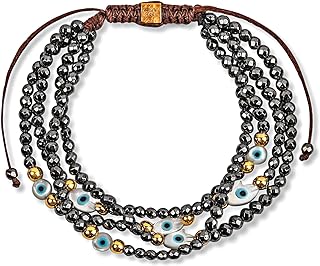 Gold Plated Hematite Chakra Charm Bracelet for Women - Adjustable, Clasp-free Karma and Luck Energy Amplifier with Hamsa Hand Design