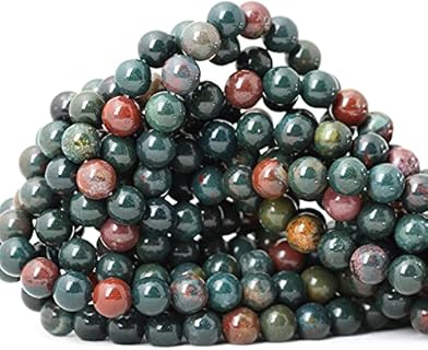 45PCS 8mm Natural Indian Bloodstone Round Loose Beads for Jewelry Making DIY Bracelet Necklace Materials 1 Strand 15"