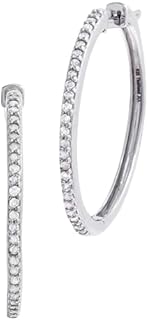 Hidden Gems Jewelry Sterling Silver White Diamond Hoop Earrings | Hoop Earrings for Women | Diamond Earrings for Women | Hypoallergenic Earrings