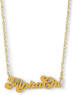 Sorority Shop Alpha Chi Omega Necklace — Retro Font Design with 18K Gold Plating, Alpha Chi Omega Gifts for Women