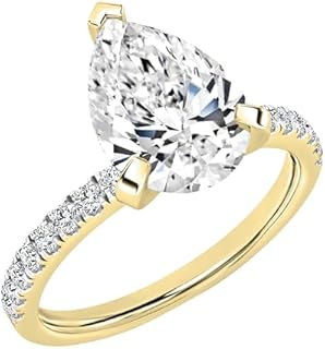 Dazzlingrock Collection IGI Certified 2.00-3.00 Carat Center Pear & Side Round Lab Grown White Diamond Solitaire Teardrop Engagement Ring for Women in 10K Solid Gold