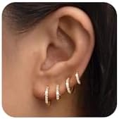 LEXODY Small Gold Hoop Earrings Set for Women, 14K Gold Plated Tiny Dainty Lightweight Cubic Zirconia Huggie Earrings Cartilage Earring Jewelry for Women Girls