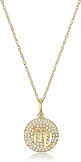 Sterling Silver Scorpio Pendant Necklace with Cubic Zirconia Gems & Cable Chain for Women by Morgan & Paige - 14K Gold Plated Zodiac Design