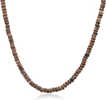 Beaded Surfer Necklace with Lobster Claw Clasp, Ball Chain, Perfect for Men & Women's Beach-Themed Jewelry, Silver Puka Shell Design