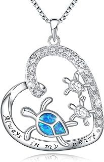 Turtle Necklace 925 Sterling Silver Love Heart Mom Daughetr Child Pendant Necklaces Turtle Animal Jewelry Birthday Christmas Mothers Day Gifts for Women