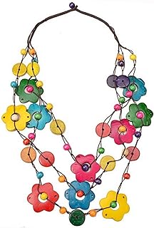 Colorful Wooden Beaded Bib Necklace for Women Girls,Chunky Multicolor Layered Boho African Choker,Statement Jewelry Gifts