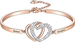 Aihitero Mothers Day ‘Badass Daughter’ Gifts, ‘Always My Daughter Forever My Friend’ Bangle Bracelet, ‘Mother/Father Daughter Forever Love’ Women Girls Jewelry, Christmas Birthday Present from Dad Mom
