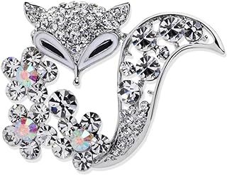 Gold Fox Brooch with Clutch Clasp and Crystal Gems, Perfect for Women - Cute Animal Design