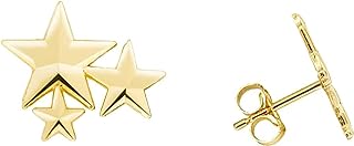 Claddagh Gold Women's Star Stud Earrings in 10K or 14K Yellow Gold with Push-Back Clasp, Handcrafted in USA