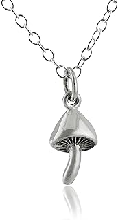 Charming Sterling Silver Mushroom Pendant Necklace with Cable Chain and Spring Ring Clasp for Women - Elegant Design
