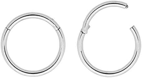 365 Sleepers 2PCS 20G Surgical Steel 6mm - 10mm Hinged Hoop Segment Septum Cartilage Helix Tragus Nose Ring Unisex Sleeper Earrings