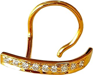 14k Gold GII Certified 9 Natural VVS Diamonds Engagement Wedding Nose Hoop Piercing Ring Stud Pin Bali (0.060 Cents, G-H Color) 20 Gauge thick 5.0mm Length Spiral Wire Post