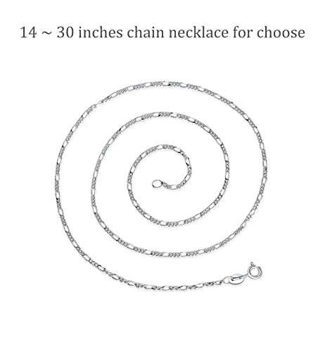925 Sterling Silver Chain Necklace for Women 1.5mm Width Italian Figaro Thin Chain Silver/Gold 14-30 inches