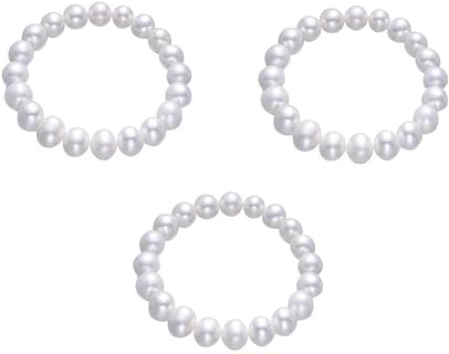 No-Clasp Stretchable Mother of Pearl Bead Bracelet with Zinc Alloy Beads for Women - 5 Piece Elegance Set Suitable For Weddings, Parties, Proms and Other Formal Occasions