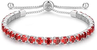 Cubic Zirconia Embellished Sapphire Charm Tennis Bracelet for Women, Sterling Silver Box Chain with Spring Ring, Adjustable Size - Ideal Gift for Mothers, Wife, Daughter, Girls