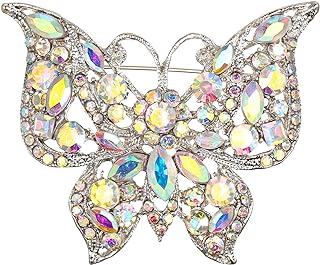 BriLove Vintage Butterfly Brooch Pin for Women Girls Fashion Marquise Crystals Rhinestones Brooches
