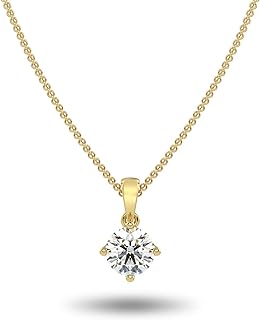 IGI Certified 1/4 to 3 Carat Round Brilliant Cut Lab Grown Diamond Solitaire Pendant Necklace for Women I 14k Gold Necklace (G-H, VS1-VS2, cttw) I 18 Inch Chain Necklace