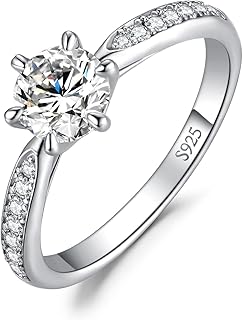 JewelryPalace Bague de Fiançailles en Moissanite de 0.5-3ct avec Taille Rond, en Argent Massif 925 Plaqué Or Jaune et Or Rose, pour Femme à Taille 49, Merveilleusement Élégante pour Mariages et Occasions Spéciales