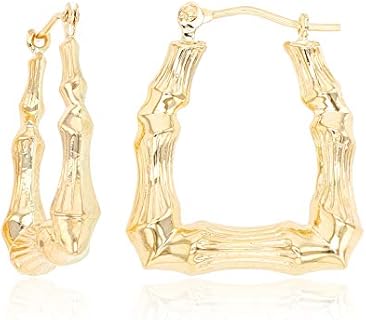 14K Yellow Gold 2mm Thick Hoop Earrings with Hinged Clasp | Bamboo, Channeled, Square, Oval And U Shaped | Hypoallergenic Hoops For Sensitive Ears | Solid Gold Earrings For Women and Girls