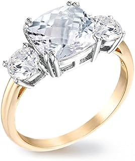 Gold-Plated 3-Stone Cubic Zirconia Engagement Ring for Women, Inspired by Royal Wedding Designs, Sizes 5-10
