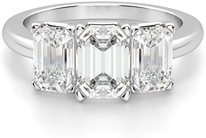 Vintage Sterling Silver Engagement Ring with Moissanite Gems, Emerald-Cut Infinity Accent, Wedding Eternity Band, Halo-Setting, Anniversary Gift