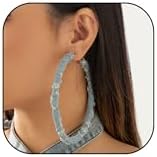 Chic Denim Hoop Earrings with Alloy Steel - Circular Vintage Print Design, Lightweight, and Versatile for All Styles and Outfits - Ideal Jewelry Gift