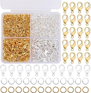 700 Pcs Lobster Clasps, 2 Colors 12mm Lobster Claw Clasps with 7 * 5mm Jump Rings for Jewelry Making for Keychain Clip Lanyard and Bracelets Decoration Accessories DIY (Gold, Silver)
