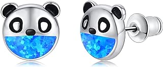 CiNily Opal Stud Earrings,White Gold/Rose Gold Plated Cat Ear/Moon and Star/Dog Bone/Rainbow/Butterfly Small Cute Earrings for Women Girls Hypoallergenic Jewelry Gifts for Sensitive Ears